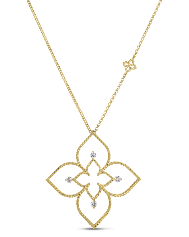 PRINCESS FLOWER OPEN FRAME DIAMOND NECKLACE - MEDIUM