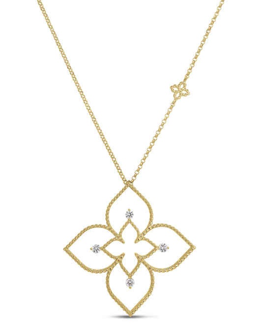 PRINCESS FLOWER OPEN FRAME DIAMOND NECKLACE - MEDIUM