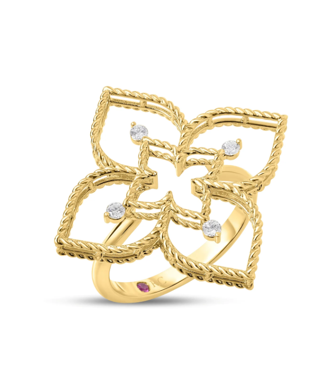 PRINCESS FLOWER OPEN FRAME DIAMOND RING - SMALL