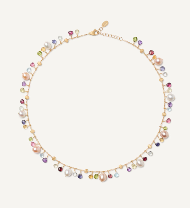 MARCO BICEGO 18KY PARADISE GOLD GEMSTONE NECKLACE WITH PEARLS