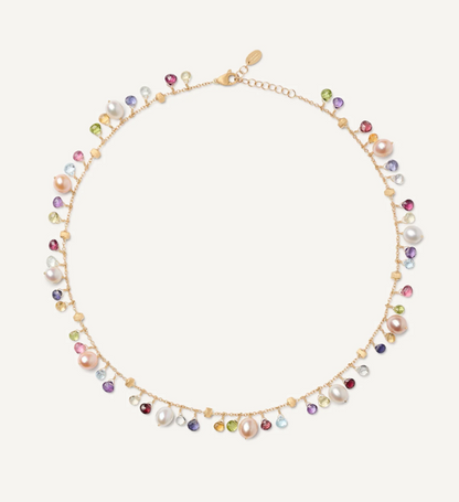 MARCO BICEGO 18KY PARADISE GOLD GEMSTONE NECKLACE WITH PEARLS