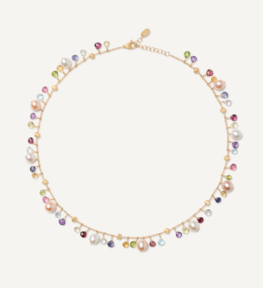 MARCO BICEGO 18KY PARADISE GOLD GEMSTONE NECKLACE WITH PEARLS