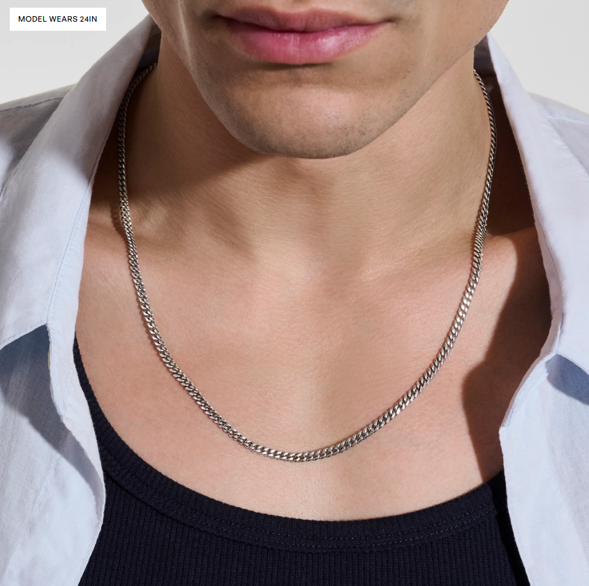 Curb Chain Necklace, Sterling Silver, 3.9MM