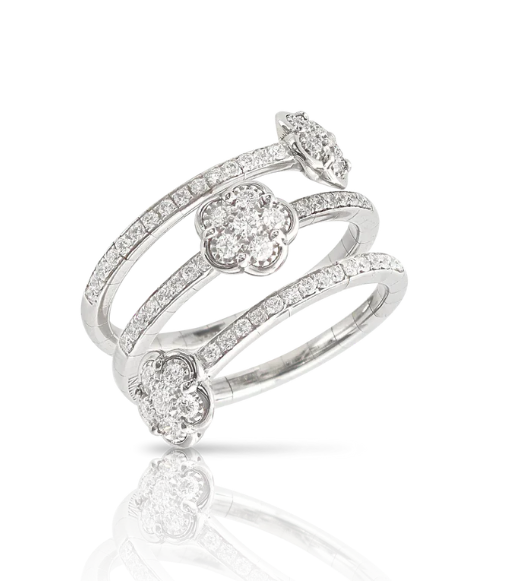 PASQUALE BRUNI 18KW FIGLIA DEI FIORI THREE FLOWER RING