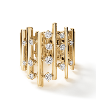 HEARTS ON FIRE 18KY BARRE MULTI ROW DIAMOND RING