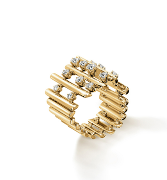 HEARTS ON FIRE 18KY BARRE MULTI ROW DIAMOND RING