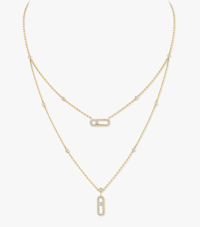 MESSIKA 18KY MOVE UNO TWO-ROW PAVE NECKLACE