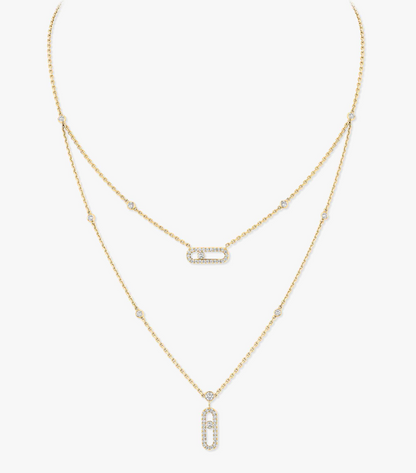 MESSIKA 18KY MOVE UNO TWO-ROW PAVE NECKLACE