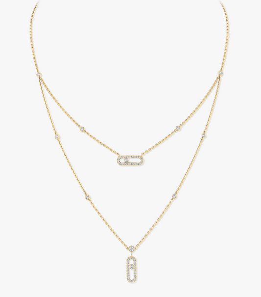 MESSIKA 18KY MOVE UNO TWO-ROW PAVE NECKLACE