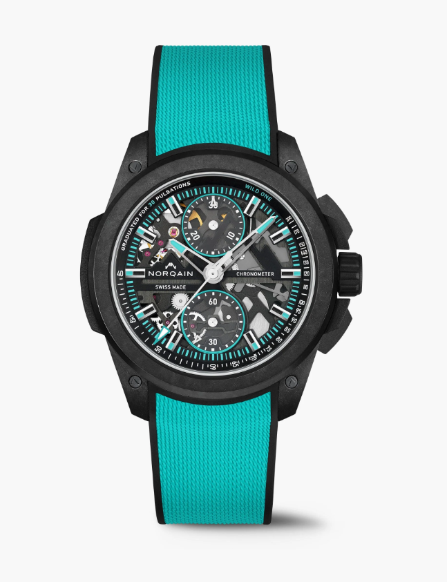 42MM WILD ONE BLACK/TURQUOISE SKELETON CHRONO