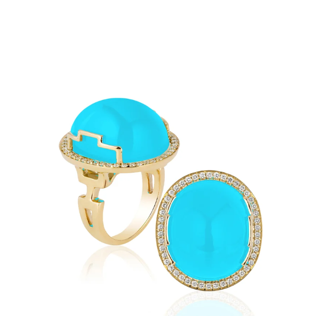 GOSHWARA 18KY TURQUOISE BOLD STONE RING