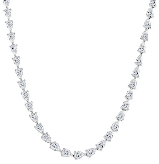 18KW PEAR SHAPE DIAMOND TENNIS NECKLACE