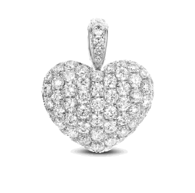 18KW DIAMOND PAVE PUFFED HEART PENDANT