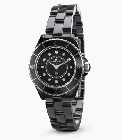 CHANEL J12 28MM BLACK CERAMIC WATCH