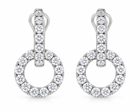 18KW DIAMOND HUGGIE DROP EARRINGS