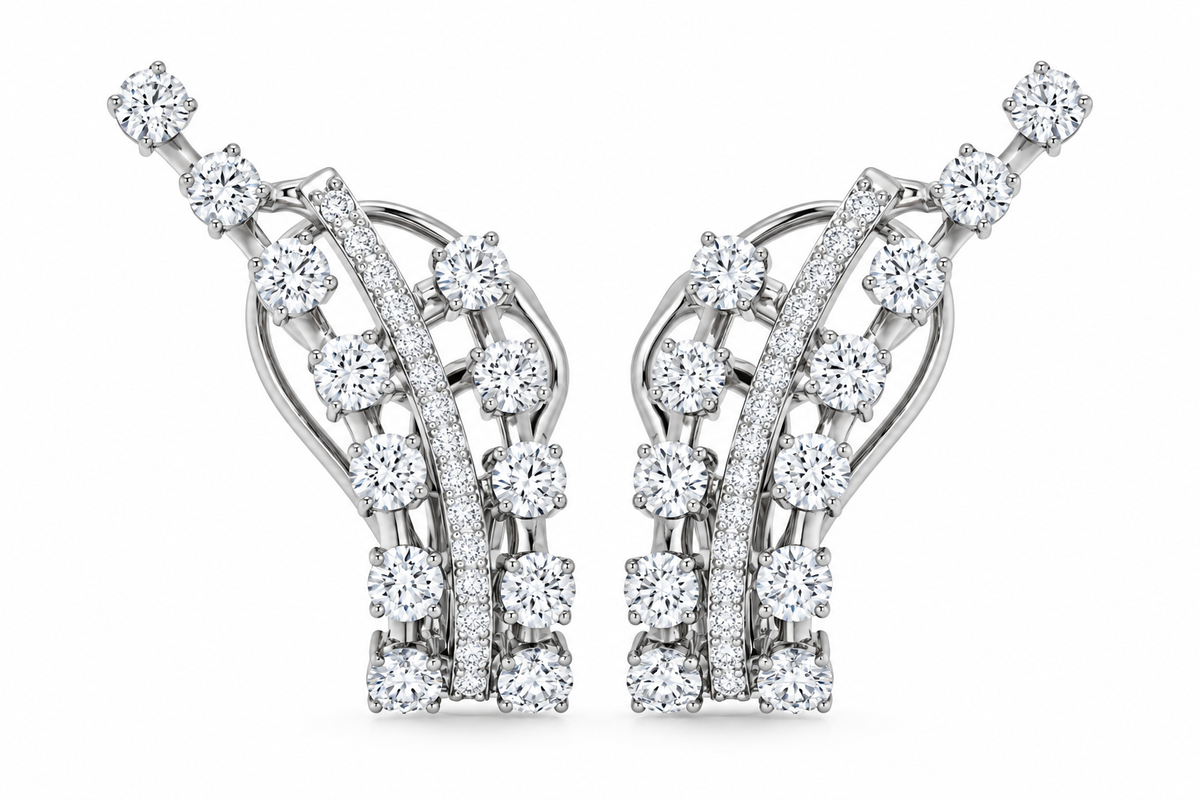 18KW DIAMOND CLIMBER EARRINGS