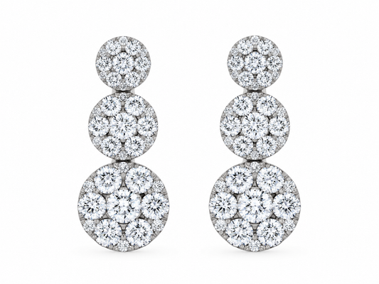 18KW THREE TIER DIAMOND DROP EARRINGS