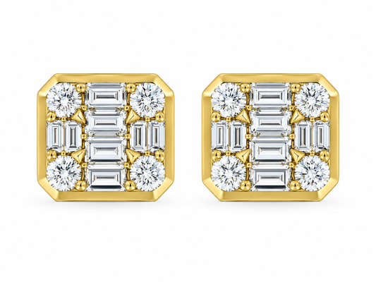 18KY DIAMOND BUTTON STUDS