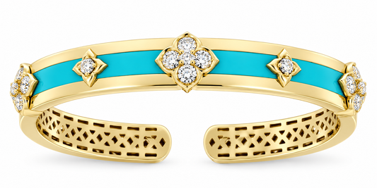 18KY TURQUOISE AND DIAMOND CUFF BRACELET
