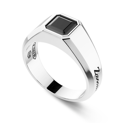 ZANCAN 18KW BLACK DIAMOND MENS RING