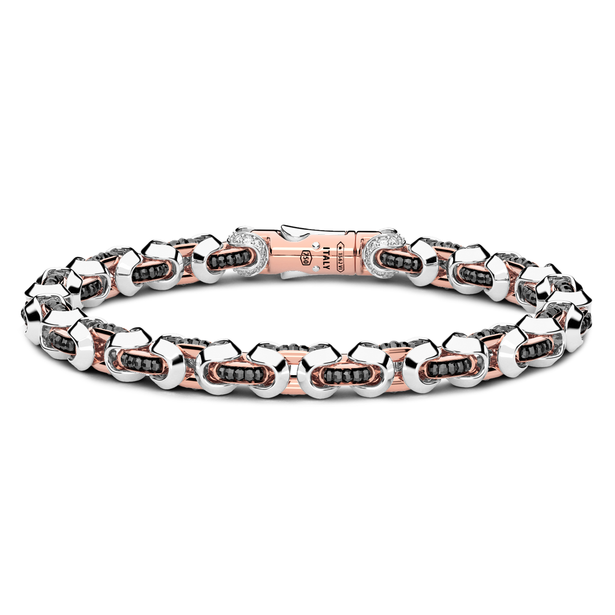 18KWR MENS WHITE & BLACK DIAMOND BRACELET
