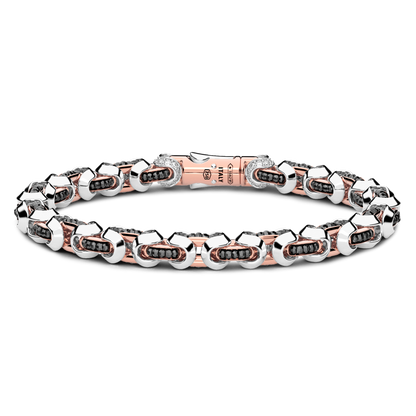 18KWR MENS WHITE & BLACK DIAMOND BRACELET