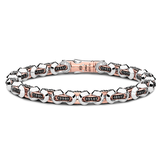 18KWR MENS WHITE & BLACK DIAMOND BRACELET