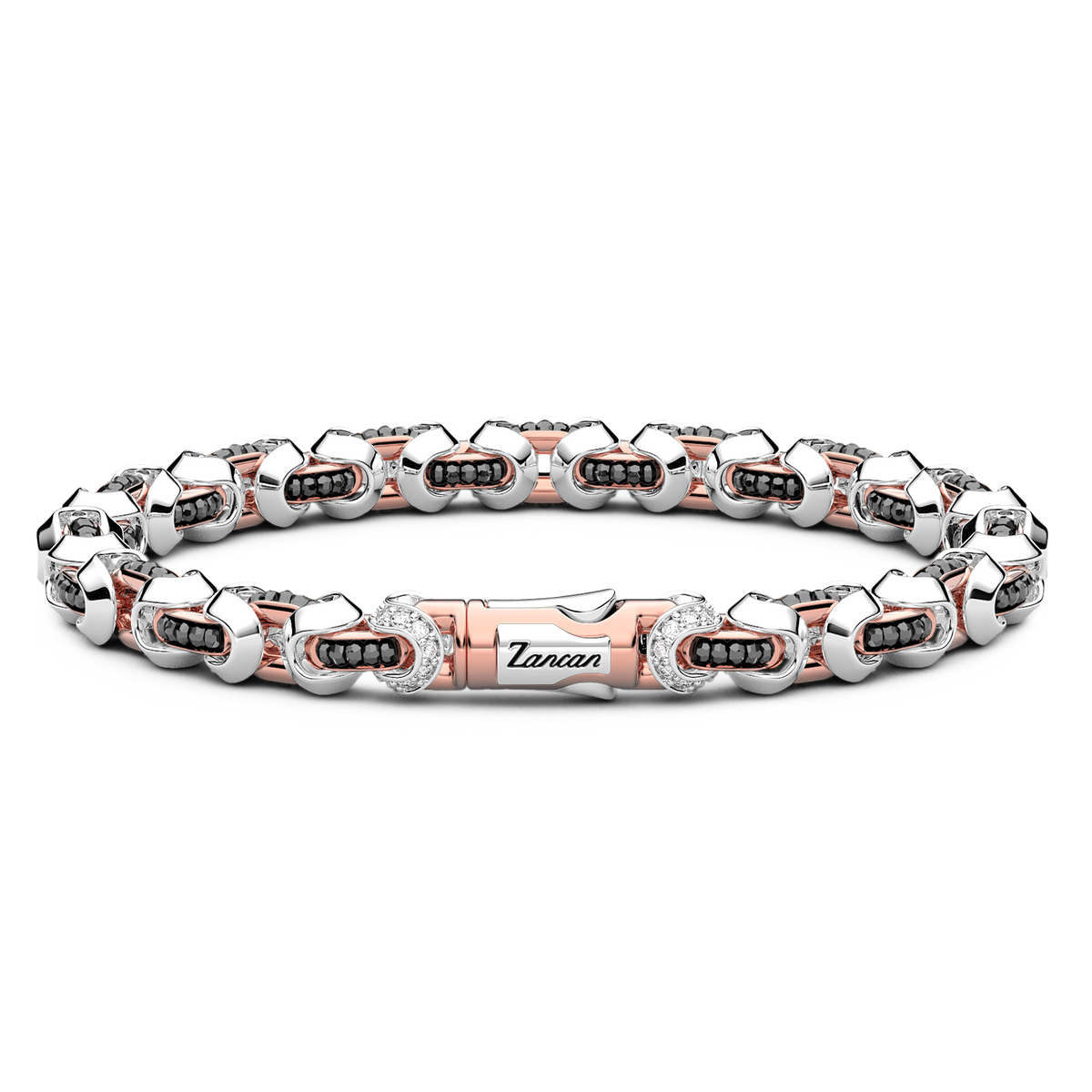 18KWR MENS WHITE & BLACK DIAMOND BRACELET