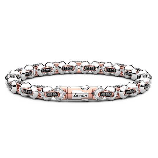 18KWR MENS WHITE & BLACK DIAMOND BRACELET