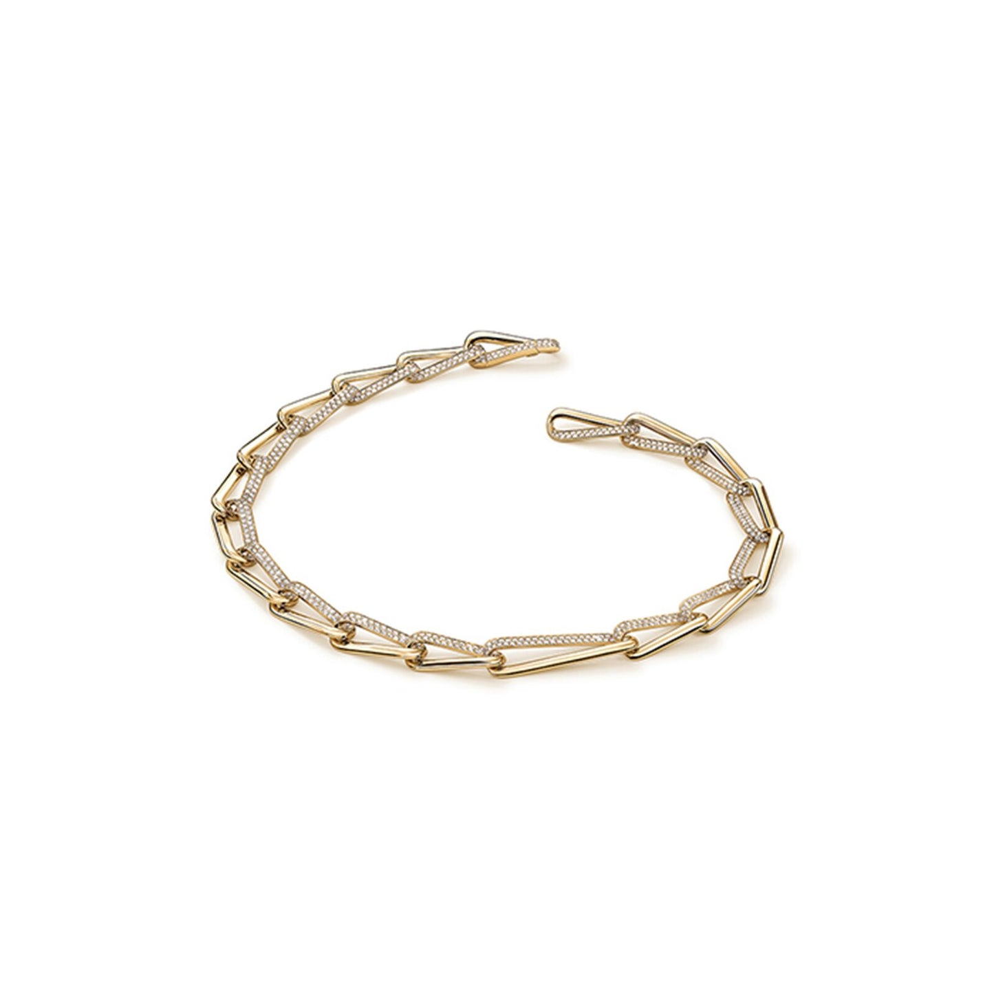 18KY INSIDE OUT DIAMOND LINK NECKLACE