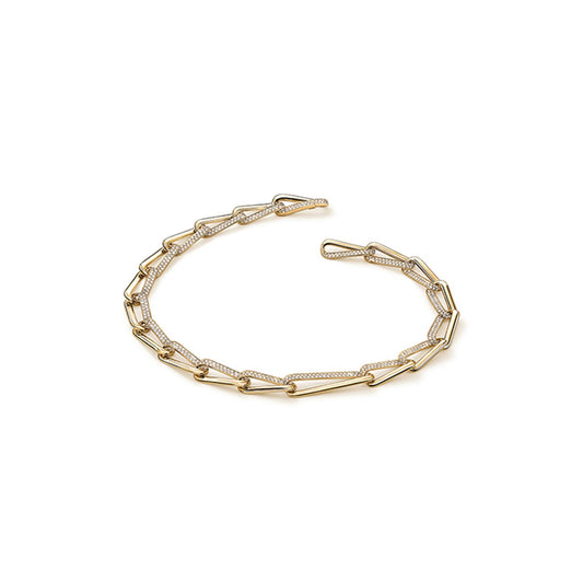 18KY INSIDE OUT DIAMOND LINK NECKLACE