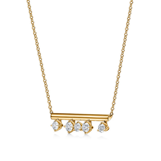 18KY BARRE FLOATING DIAMOND PENDANT NECKLACE
