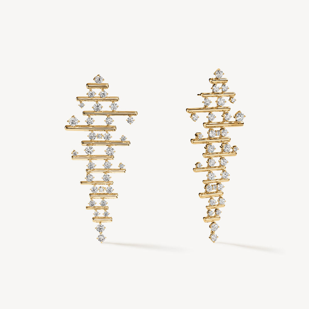 18KY BARRE MULTI-ROW DROP EARRINGS