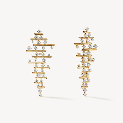 18KY BARRE MULTI-ROW DROP EARRINGS
