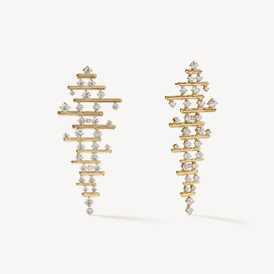 18KY BARRE MULTI-ROW DROP EARRINGS