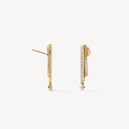 18KY INSIDE/OUT DIAMOND STILETTO FLIP PETITE EARRINGS