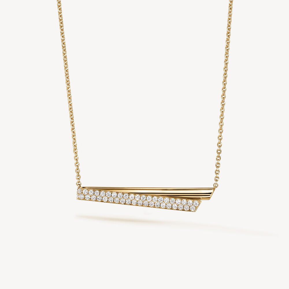 18KY INSIDE/OUT DIAMOND FLIP PENDANT NECKLACE