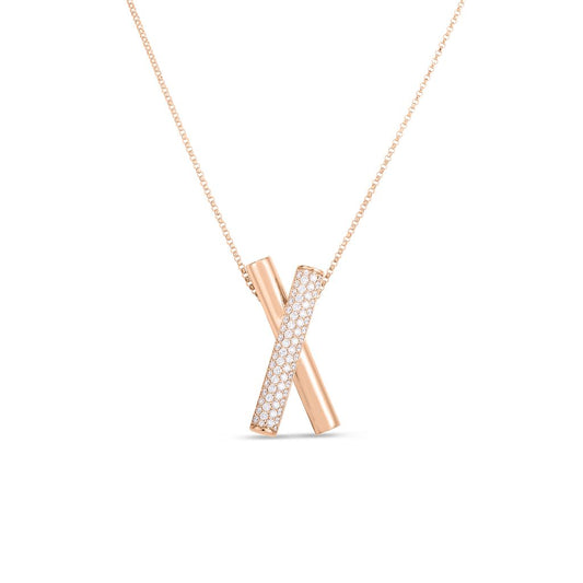 18KR DOMINO DIAMOND CROSSOVER NECKLACE
