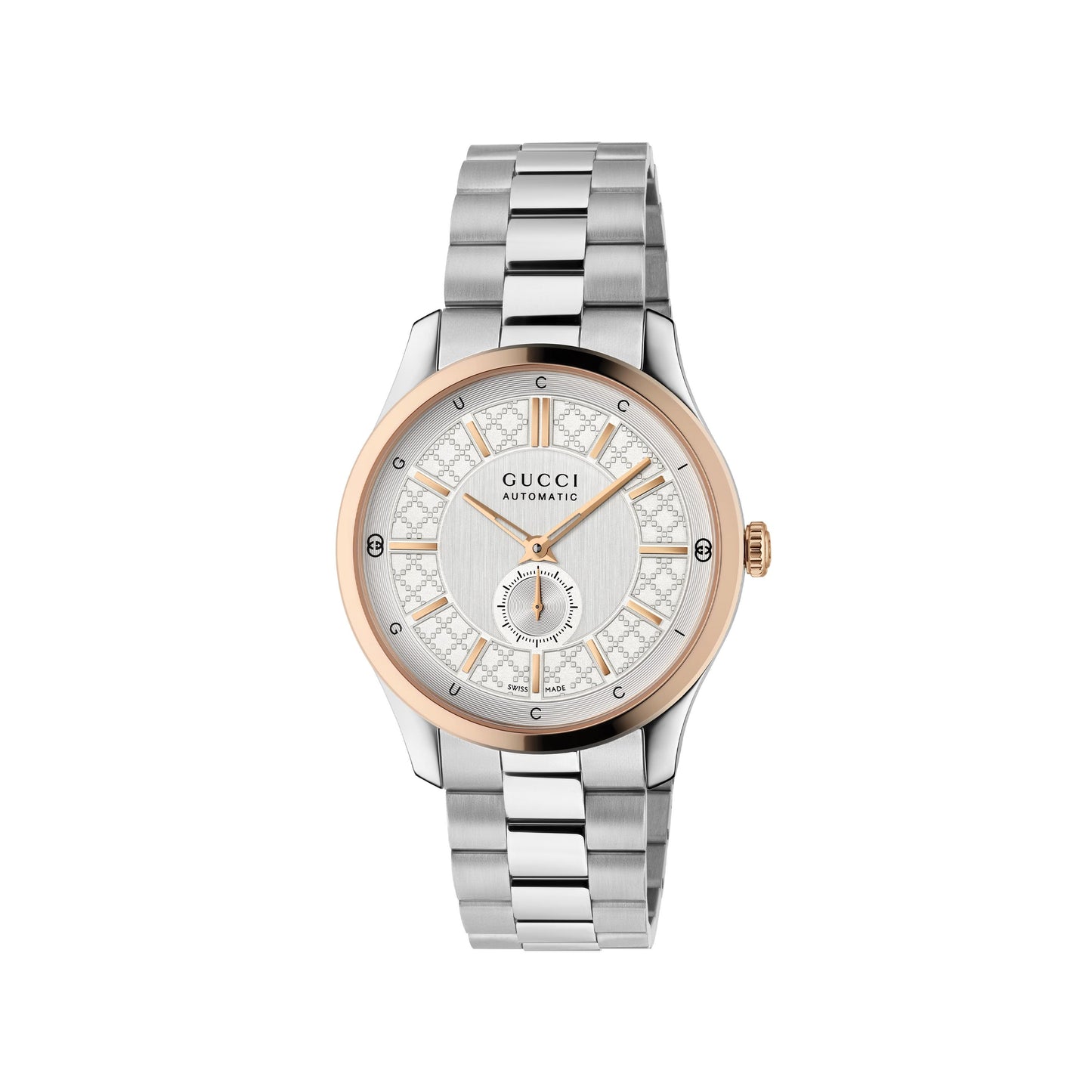 40MM SS/PINK GOLD PLATED G-TIMELESS SILVER DIAL WATCH