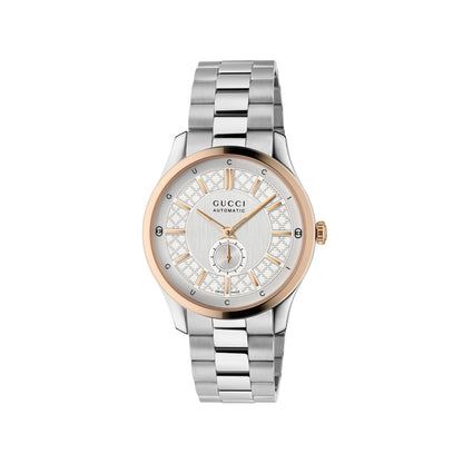40MM SS/PINK GOLD PLATED G-TIMELESS SILVER DIAL WATCH