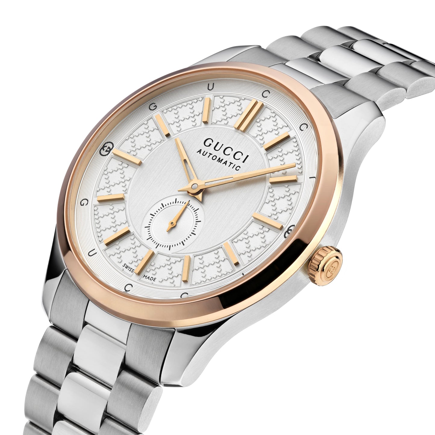 40MM SS/PINK GOLD PLATED G-TIMELESS SILVER DIAL WATCH