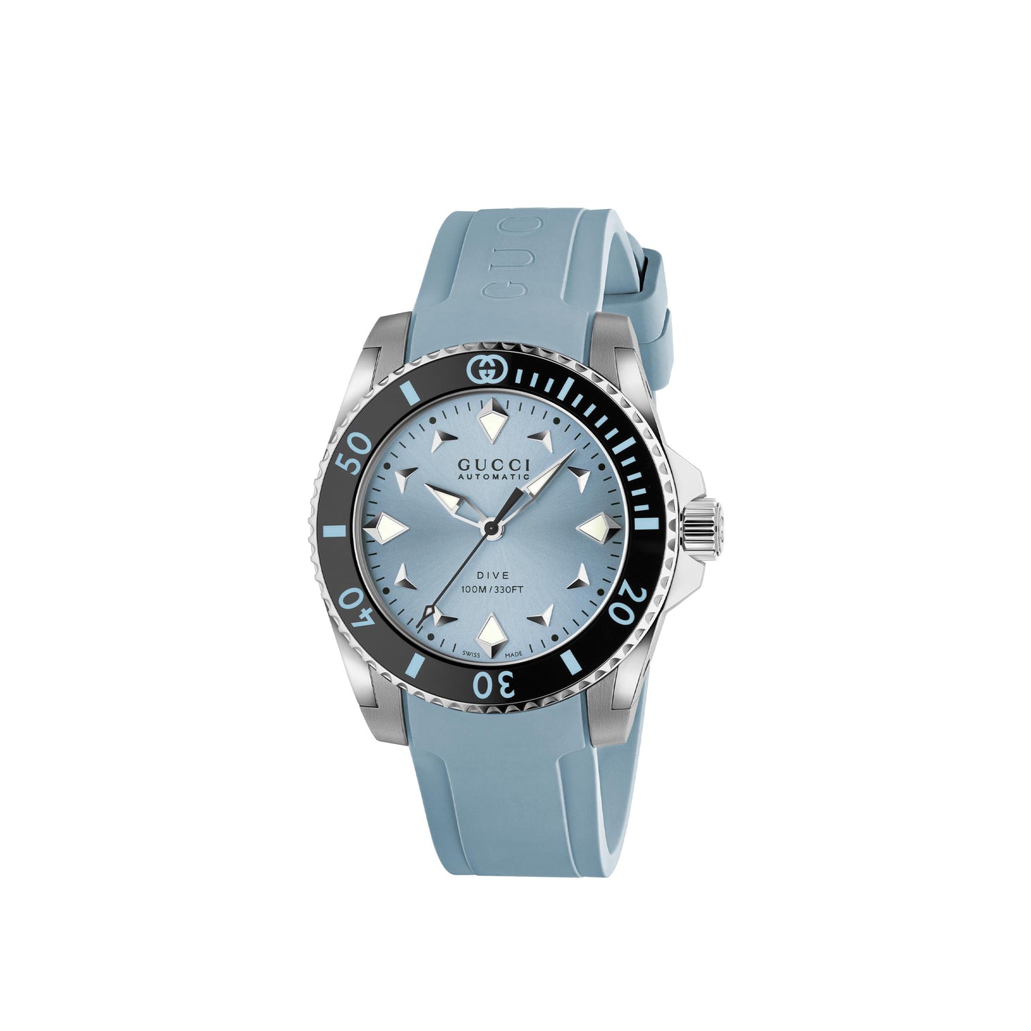 36MM SS/CERAMIC GUCCI DIVE LIGHT BLUE WATCH