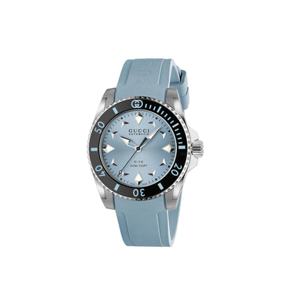 36MM SS/CERAMIC GUCCI DIVE LIGHT BLUE WATCH