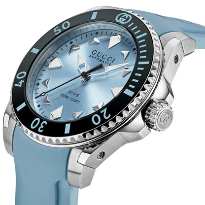 36MM SS/CERAMIC GUCCI DIVE LIGHT BLUE WATCH