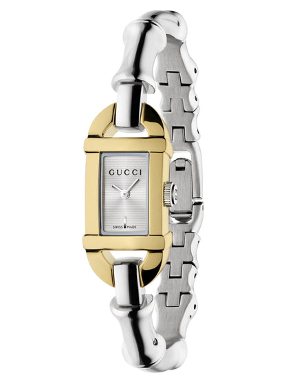 GUCCI 22MM SS/18K PLATED BAMBOO WATCH