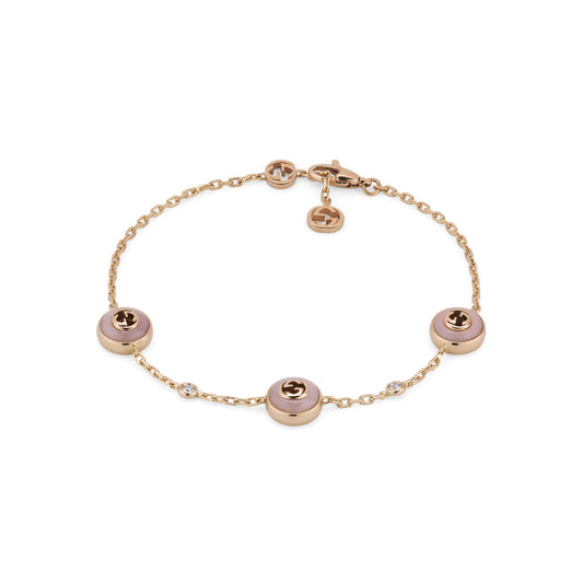 18KP GUCCI INTERLOCKING PINK OPAL BRACELET