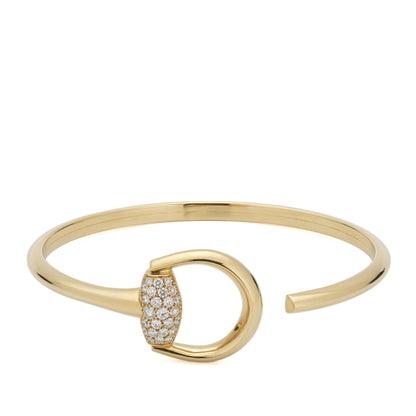 GUCCI 18KY HORSEBIT DIAMOND BANGLE BRACELET