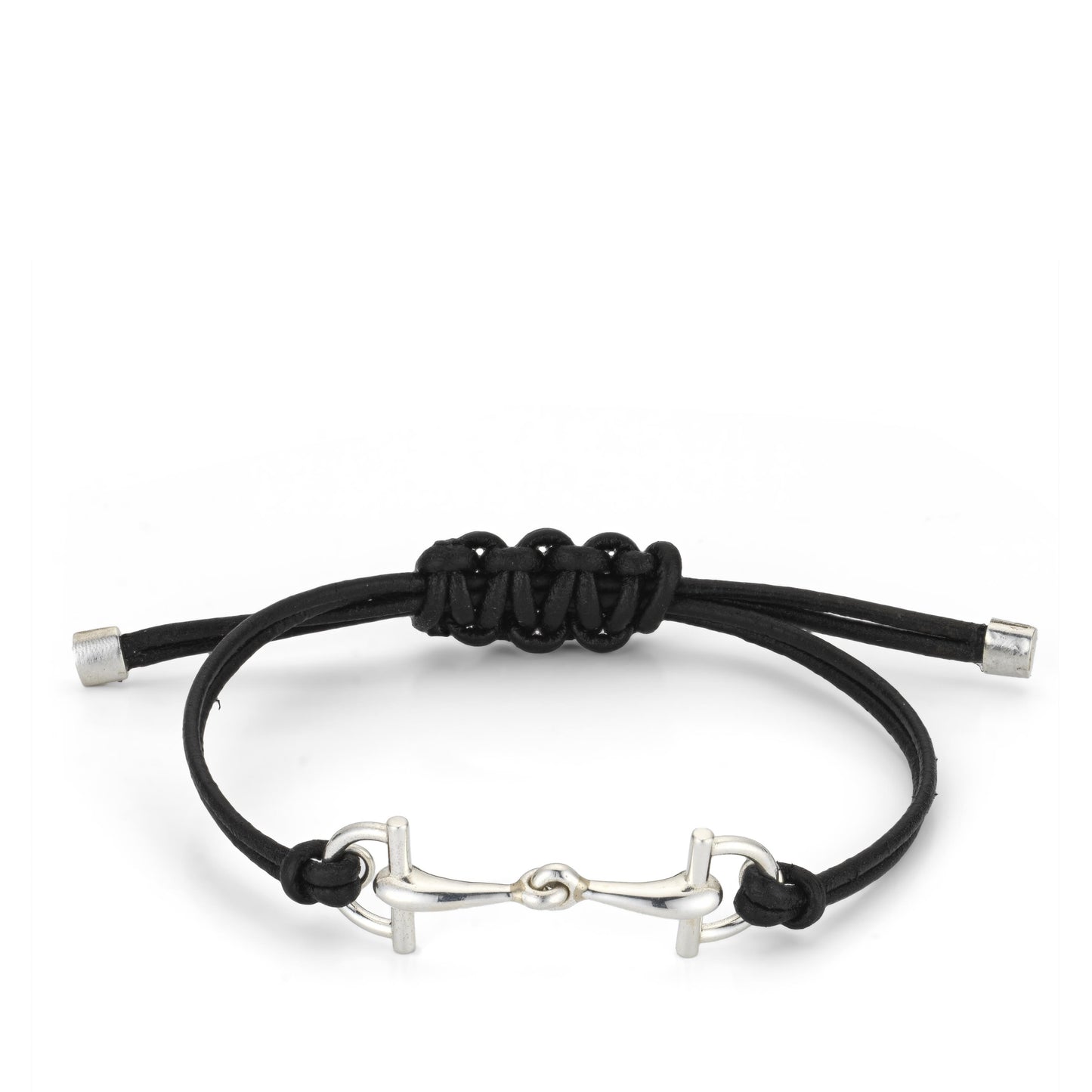 SS GUCCI STAFFA BLACK LEATHER CORD BRACELET