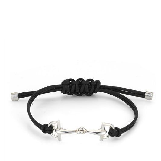 SS GUCCI STAFFA BLACK LEATHER CORD BRACELET