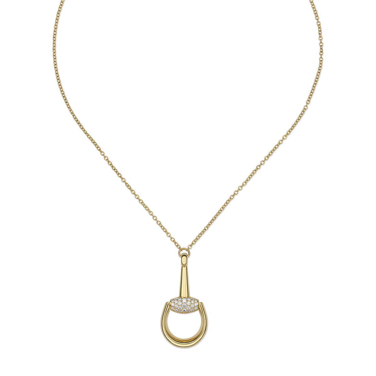 GUCCI 18KY HORSEBIT DIAMOND PENDANT NECKLACE